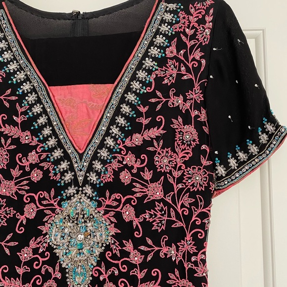 Black & Pink Heavily Embellished 3-Piece Suit - Picture 3 of 12